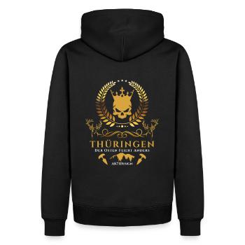 Thüringen-Der Osten feiert anders ! - Männer Premium Bio Hoodie - Schwarz - Hinten - Nico (187cm)