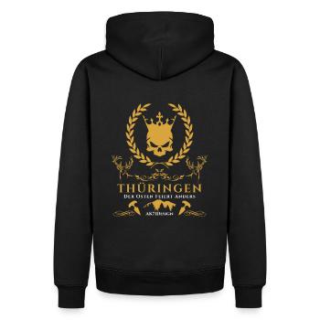 Thüringen-Der Osten feiert anders ! - Männer Premium Bio Hoodie - Schwarz - Hinten - Nico (187cm)