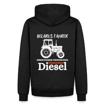 MTS-Belarus Fahrer trinken Bier verbrennen Diesel - Männer Premium Bio Hoodie - Schwarz - Hinten - Nico (187cm)