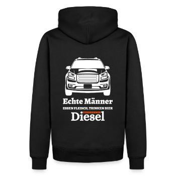 Echte Männer Essen Fleisch Trinken Bier ... - Männer Premium Bio Hoodie - Schwarz - Hinten - Nico (187cm)