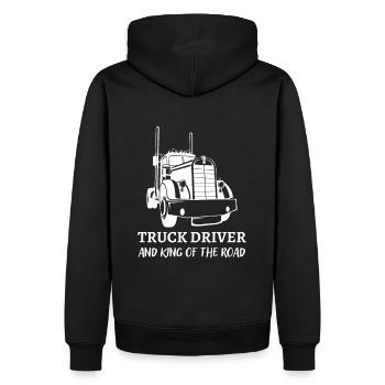 Chauffeur de camion et roi de la route - Sweat à capuche Premium bio Homme - noir - Dos - Nico (187cm)
