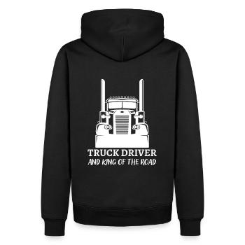 Chauffeur de camion et roi de la route - Sweat à capuche Premium bio Homme - noir - Dos - Nico (187cm)
