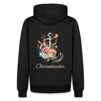 Ancre pour enfants de la mer Baltique avec des fleurs - Sweat à capuche Premium bio Homme - noir - Dos - Nico (187cm)