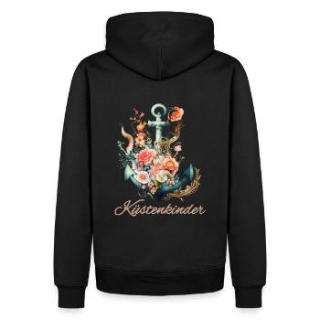 Ancre côtière pour enfants avec des fleurs - Sweat à capuche Premium bio Homme - noir - Dos - Nico (187cm)