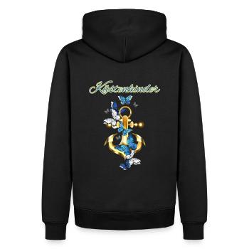 Küstenkinder-Anker mit Schmetterlingen - Männer Premium Bio Hoodie - Schwarz - Hinten - Nico (187cm)
