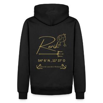 Rerik-Möwe-Anker-Ostseebad Rerik Koordinaten - Männer Premium Bio Hoodie - Schwarz - Hinten - Nico (187cm)