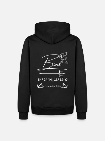 Binz-Möwe-Anker-Ostsee-Koordinaten - Männer Premium Bio Hoodie - Schwarz