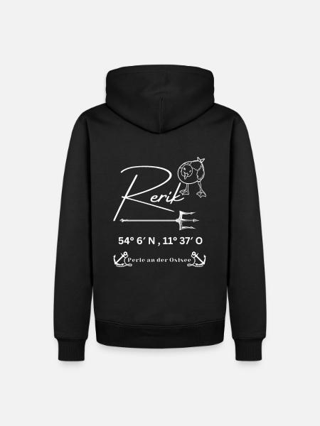 Rerik-Möwe-Anker-Ostsee-Koordinaten - Männer Premium Bio Hoodie - Schwarz