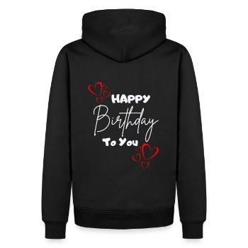 Joyeux anniversaire à vous-avec des cœurs - Sweat à capuche Premium bio Homme - noir - Dos - Nico (187cm)