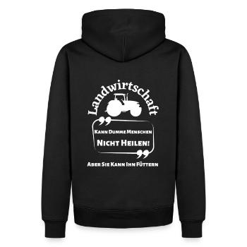 Landwirtschaft kann Dumme Menschen nicht Heilen... - Männer Premium Bio Hoodie - Schwarz - Hinten - Nico (187cm)