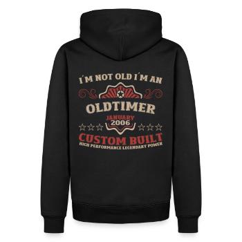 18. Geburtstag Oldtimer Januar Jahrgang 2006 - Männer Premium Bio Hoodie - Schwarz - Hinten - Nico (187cm)