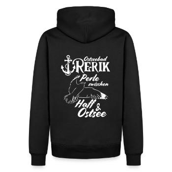 Rerik Ostseebad Rerik Perle zwischen Haff & Ostsee - Männer Premium Bio Hoodie - Schwarz - Hinten - Nico (187cm)