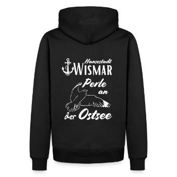 Wismar Hansestadt Wismar Perle an der Ostsee - Männer Premium Bio Hoodie - Schwarz - Hinten - Nico (187cm)