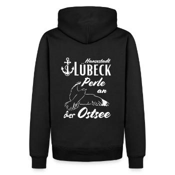 Lübeck Hansestadt Perle an der Ostsee - Männer Premium Bio Hoodie - Schwarz - Hinten - Nico (187cm)