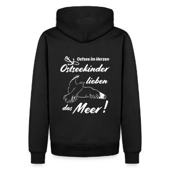 Ostseekinder lieben das Meer-Ostsee im Herzen - Männer Premium Bio Hoodie - Schwarz - Hinten - Nico (187cm)