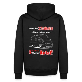 Camping Van Camping-car Dicton + Motif - Sweat à capuche Premium bio Homme - noir - Dos - Nico (187cm)