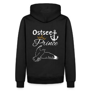 Prince de la mer Baltique-Ancre Prince de la mer Baltique et mouette - Sweat à capuche Premium bio Homme - noir - Dos - Nico (187cm)