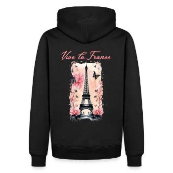 Vive la France-Eiffelturm-Paris - Männer Premium Bio Hoodie - Schwarz - Hinten - Nico (187cm)