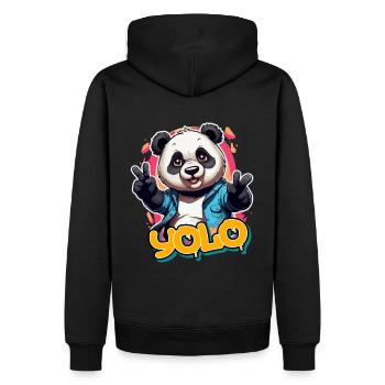 YOLO - You only live once - Männer Premium Bio Hoodie - Schwarz - Hinten - Nico (187cm)