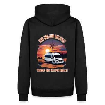 Les vacances commencent dès que le camping-car roule ! - Sweat à capuche Premium bio Homme - noir - Dos - Nico (187cm)