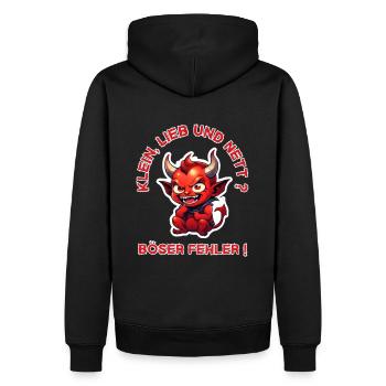 Klein, Lieb & Nett ? Böser Fehler ! kleiner Teufel - Männer Premium Bio Hoodie - Schwarz - Hinten - Nico (187cm)
