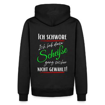 I swear I didn't choose this shit! - Men’s Premium Organic Hoodie - black - Back - Nico (187cm)