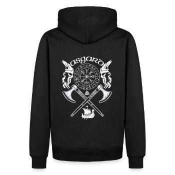 Asgard-VIKING-Viking SYMBOLES-RUNES VIKINGS - Sweat à capuche Premium bio Homme - noir - Dos - Nico (187cm)