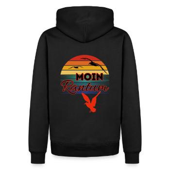Moin Rantum avec mouette dans le style rétro Sylt-Rantum - Sweat à capuche Premium bio Homme - noir - Dos - Nico (187cm)