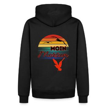 Moin Morsum avec mouette dans le style rétro-Sylt-Morsum - Sweat à capuche Premium bio Homme - noir - Dos - Nico (187cm)