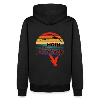 Moin Keitum avec mouette dans le style rétro-Sylt-Keitum - Sweat à capuche Premium bio Homme - noir - Dos - Nico (187cm)