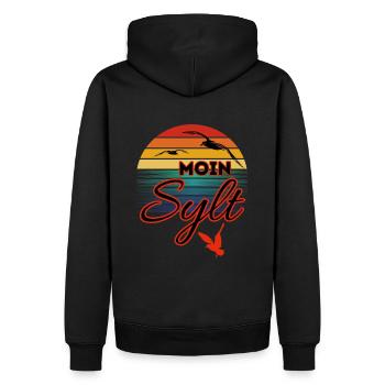 Moin Sylt avec mouette dans le style rétro Island Sylt - Sweat à capuche Premium bio Homme - noir - Dos - Nico (187cm)