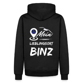 Binz mon endroit préféré - Baltic Sea resort Binz-Seagull anchor - Sweat à capuche Premium bio Homme - noir - Dos - Nico (187cm)