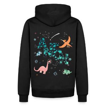 ANTON - Schöner Jungen Name mit Dinosaurier - Männer Premium Bio Hoodie - Schwarz - Hinten - Nico (187cm)