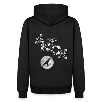 ANTON - Schöner Jungen Name mit Dinosaurier - Männer Premium Bio Hoodie - Schwarz - Hinten - Nico (187cm)