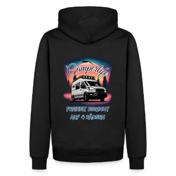 Camperlife-Freiheit beginnt auf 4 Rädern - Männer Premium Bio Hoodie - Schwarz - Hinten - Nico (187cm)