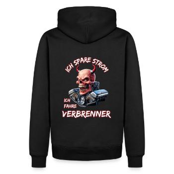 Ich Spare Strom Ich Fahre Verbrenner - Männer Premium Bio Hoodie - Schwarz - Hinten - Nico (187cm)