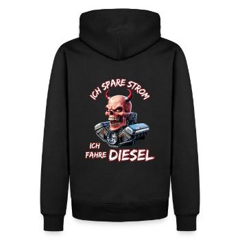 Ich Spare Strom Ich Fahre Diesel - Männer Premium Bio Hoodie - Schwarz - Hinten - Nico (187cm)