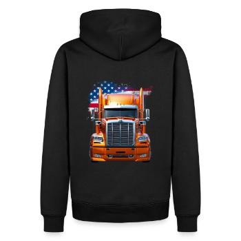 US LKW-Mit Amerika Flagge - Fahrer/Trucker - Männer Premium Bio Hoodie - Schwarz - Hinten - Nico (187cm)