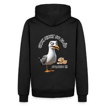 N’aie pas l’air si stupide Toi Spacken Mouette drôle - Sweat à capuche Premium bio Homme - noir - Dos - Nico (187cm)