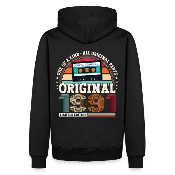 Septembre Né 1991 31ème anniversaire Cadeau - Sweat à capuche Premium bio Homme - noir - Dos - Nico (187cm)