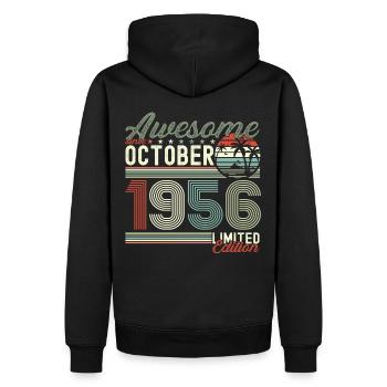 Awesome Oktober 1956 66. Geburtstag Geschenk - Männer Premium Bio Hoodie - Schwarz - Hinten - Nico (187cm)