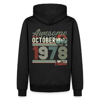 Awesome Oktober 1978 44. Geburtstag Geschenk - Männer Premium Bio Hoodie - Schwarz - Hinten - Nico (187cm)