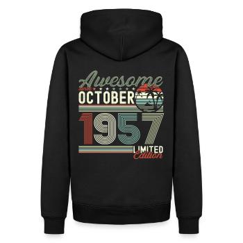 Awesome Oktober 1957 65. Geburtstag Geschenk - Männer Premium Bio Hoodie - Schwarz - Hinten - Nico (187cm)