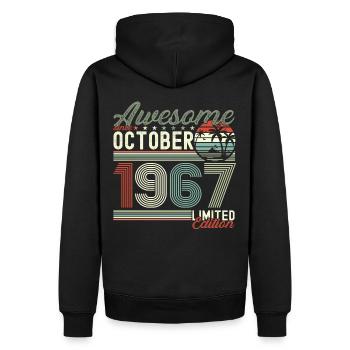 Awesome October 1967 55th Birthday Gift - Men’s Premium Organic Hoodie - black - Back - Nico (187cm)