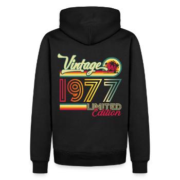 Cadeau original vintage 1977 45ème anniversaire - Sweat à capuche Premium bio Homme - noir - Dos - Nico (187cm)