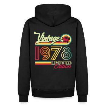 Cadeau original vintage 1978 44ème anniversaire - Sweat à capuche Premium bio Homme - noir - Dos - Nico (187cm)
