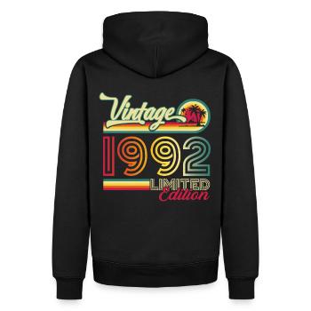 Cadeau original vintage 1992 30ème anniversaire - Sweat à capuche Premium bio Homme - noir - Dos - Nico (187cm)