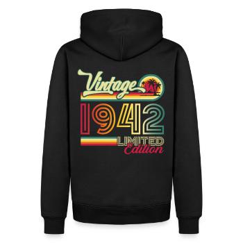Cadeau original vintage 1942 80e anniversaire - Sweat à capuche Premium bio Homme - noir - Dos - Nico (187cm)
