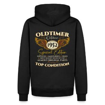 Oldtimer Octobre 1952 cadeau de 70e anniversaire - Sweat à capuche Premium bio Homme - noir - Dos - Nico (187cm)