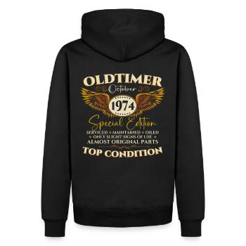 Oldtimer October 1974 48th birthday gift - Men’s Premium Organic Hoodie - black - Back - Nico (187cm)